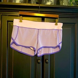 lululemon athletica Purple and White Striped Athletic Shorts